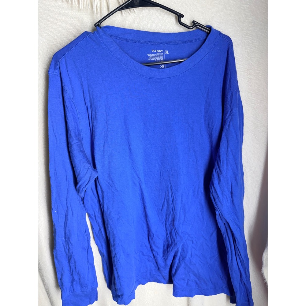 Old Navy Mens XL Royal Blue Long Sleeve Cotton Crewneck T-Shirt